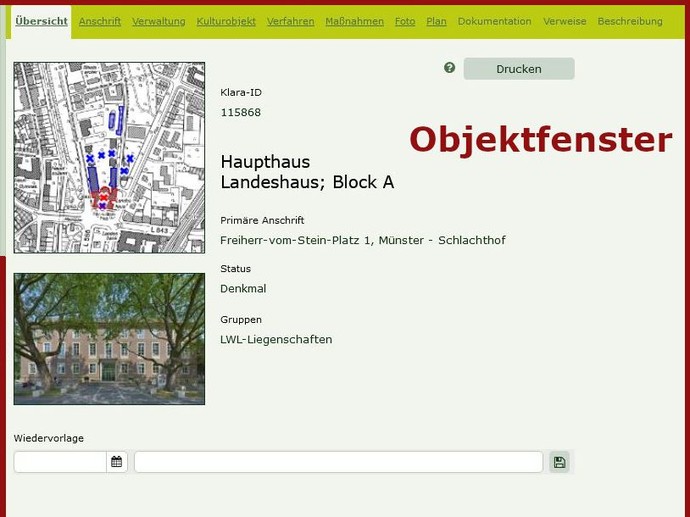 Übersicht Objektfenster