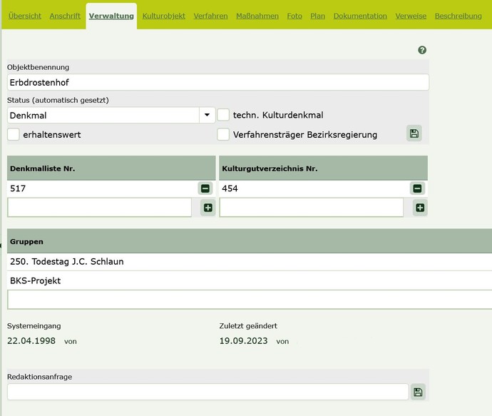 Registerkarte Verwaltung